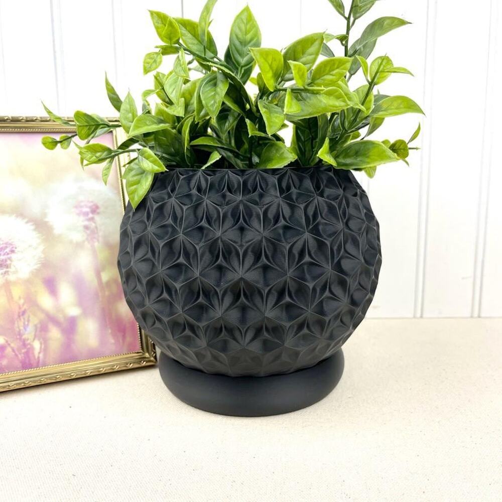 Geometric Planter, Trihex Planter Pot, Faceted Diamond Texture, Indoor Flower